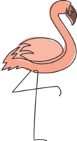 dessin au trait continu unique d'un beau flamant rose pour le logo du zoo national. concept de mascotte d'oiseau flamant rose pour le parc de conservation. illustration graphique de vecteur de conception de dessin dynamique d'une ligne png