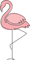 één enkele lijntekening van schoonheid exotische flamingo voor bedrijfslogo bedrijfsidentiteit. flamingo vogel mascotte concept voor productmerk. moderne doorlopende lijn tekenen ontwerp grafische vectorillustratie png