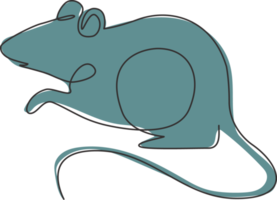 dessin au trait continu unique d'une petite souris mignonne pour l'identité du logo. concept de mascotte animale de mammifère de souris drôles pour l'icône de club d'amant d'animal familier. Une ligne moderne dessiner illustration vectorielle design graphique png