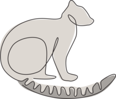 einzelne durchgehende Strichzeichnung eines reizenden entzückenden Lemuren für die Logoidentität. Süßes Säugetier-Tier-Maskottchen-Konzept für das Symbol des Tierliebhaber-Clubs. moderne eine linie zeichnen grafikdesign-vektorillustration png