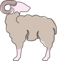 Single continuous line drawing of funny cute sheep for business logo identity. Lamb mascot symbol concept for ranch icon. Trendy one line draw design vector graphic illustration png