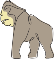 un disegno a linea continua di gorilla per l'identità del logo del parco nazionale. primate animale ritratto mascotte concetto per la conservazione della foresta icona. illustrazione vettoriale di disegno grafico di disegno grafico a linea singola dinamica png