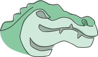 un seul dessin d'un alligator effrayant des marais de la rivière pour l'identité du logo. concept de crocodile animal reptile pour l'icône du zoo national. ligne continue moderne dessiner illustration vectorielle de conception graphique png