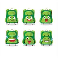 Cartoon character of green school bag with smile expression vector