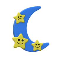 Moon and smiling Stars on a Transparent Background png