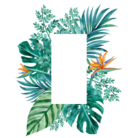 Botanical tropical leaves frame watercolor png