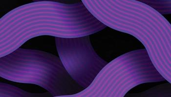 3D Modern Wave Line Abstract Background. Overlapping Purple Lines with Shadow on Dark Background. Vector Illustration