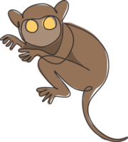 un dessin au trait continu de tarsier mignon pour l'identité du logo de l'entreprise. petit singe avec de grands yeux mascotte concept pour l'icône du zoo national. Illustration vectorielle graphique de conception de dessin de ligne unique moderne png