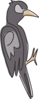 un disegno a tratteggio continuo di un simpatico picchio sull'albero. concetto di mascotte dell'uccello del batterista del becco per l'icona dello zoo nazionale. illustrazione vettoriale grafica di disegno di disegno a linea singola moderna png