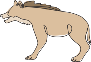 een doorlopende lijntekening van woeste hyena voor de identiteit van het bedrijfslogo. roofdier dier mascotte concept voor nationale dierentuin icoon. moderne enkele lijn tekenen grafisch ontwerp vectorillustratie png