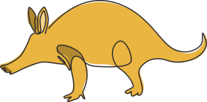 dibujo de una sola línea continua de adorable oso hormiguero para la identidad del logotipo de la empresa. concepto de mascota de mamíferos afrotheres para el icono del parque nacional. Ilustración gráfica de vector de diseño de dibujo de una línea moderna png