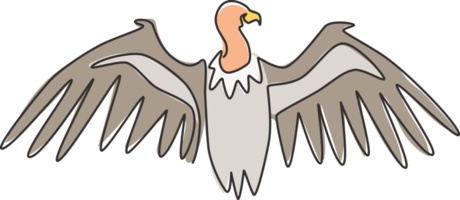 eine einzige Strichzeichnung eines großen Geiers für die Identität des Zoologos. Raubvogel-Maskottchen-Konzept für das Symbol des Nationalparks. moderne durchgehende Linie zeichnen Design-Vektor-Illustration png