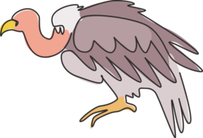 enkele doorlopende lijntekening van mysterieuze gier voor de identiteit van het stichtingslogo. griffon vogel mascotte concept voor nationale dierentuin icoon. moderne één lijn tekenen ontwerp vectorillustratie png