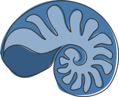 Coquille d'escargot de mer de beauté dessin au trait continu unique pour l'identité du logo nautique. concept de mascotte de coquillage pour l'icône de conservation de plage. Une ligne moderne dessiner illustration vectorielle de conception png