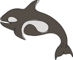 één enkele lijntekening van grote schattige orka voor de identiteit van het bedrijfslogo. orcinus walvis mascotte concept voor nationale aquatische dierentuin icoon. moderne doorlopende lijn tekenen ontwerp vectorillustratie png