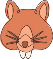 un dibujo de línea continua de una adorable cabeza de hámster para la identidad del logotipo. concepto de mascota animal de la familia de ratas para el icono de la granja de hámster. Ilustración de vector de diseño de dibujo de línea única moderna png