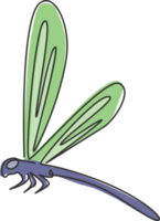 un dibujo de línea continua de ágiles libélulas voladoras para la identidad del logotipo. concepto de mascota animal anisoptera para el icono del club de amantes de los insectos. Ilustración de vector de diseño de dibujo de línea única moderna png