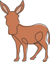 um desenho de linha contínua de burro em pé para a identidade do logotipo. conceito de mascote de tamanho mini cavalo para ícone de rancho de burro. ilustração em vetor moderno desenho de linha única png