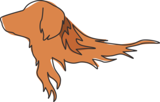 dessin au trait continu unique d'un adorable chien golden retriever pour l'identité du logo de l'entreprise. concept de mascotte de chien de race pure pour l'icône d'animal familier amical de pedigree. Une ligne moderne dessiner illustration vectorielle de conception png