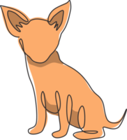 dibujo de una sola línea de perro chihuahua divertido para la identidad del logotipo de la empresa. concepto de mascota de perro de raza pura para el icono de mascota amigable con el pedigrí. Ilustración gráfica de vector de diseño de dibujo de una línea continua moderna png