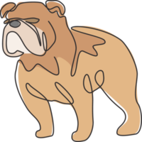 um desenho de linha contínua de bulldog arrojado para a identidade do logotipo da empresa. conceito de mascote de cão de raça pura para ícone de animal de estimação amigável de pedigree. ilustração gráfica de vetor moderno desenho de linha única png