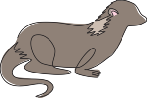 Eine einzige Strichzeichnung eines lustigen Otters für die Identität des Haustierlogos. Wiesel-Tier-Maskottchen-Konzept für das Symbol des Nationalparks. moderne durchgehende Linie zeichnen Design-Vektorgrafik-Illustration png