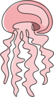 eine einzige Strichzeichnung von entzückenden Quallen für die Identität des Firmenlogos. Freischwimmendes Meerestier-Maskottchenkonzept für das Symbol der Meeresweltshow. moderne durchgehende Linie zeichnen Design-Vektor-Illustration png