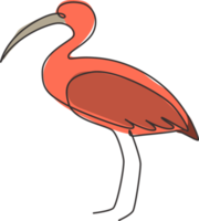 un dibujo de línea continua de ibis lindo para la identidad del logotipo de la empresa. concepto de mascota de aves zancudas de patas largas para el icono del zoológico nacional. Ilustración gráfica de vector de diseño de dibujo de una sola línea moderna png