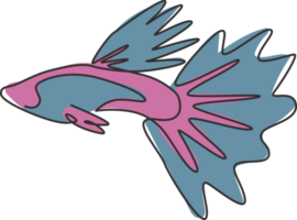 eine durchgehende Strichzeichnung von niedlichen Guppy-Fischen für die Logo-Identität. Millionfish Haustiermaskottchenkonzept für Wasserikone. moderne einzeilig zeichnende Grafikdesign-Vektorillustration png