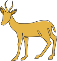 disegno a linea continua di un'antilope carina per l'identità del logo aziendale. concetto di mascotte gazzella cornuta per l'icona dello zoo nazionale. una linea disegnare disegno grafico illustrazione vettoriale png