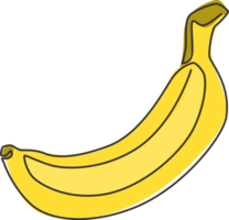Single one line drawing of whole healthy organic banana for orchard logo identity. Fresh tropical fruitage concept for fruit garden icon. Modern continuous line graphic draw design vector illustration png