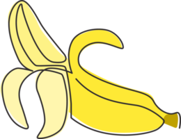 Single continuous line drawing slice ripe healthy organic banana orchard logo identity. Fresh tropical fruitage concept for fruit garden icon. Modern one line graphic draw design vector illustration png