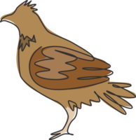 dessin d'une seule ligne d'un adorable oiseau tétras pour l'identité du logo de la fondation. concept de mascotte du syndicat des oiseaux de tir pour l'icône de la tradition. ligne continue moderne dessiner illustration vectorielle de conception graphique png