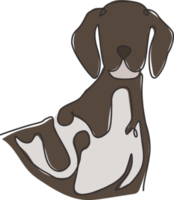 un dessin au trait continu d'un mignon pointeur allemand à poil court pour l'identité du logo de l'entreprise. concept de mascotte de chien de race pure pour l'icône d'animal familier amical de pedigree. illustration vectorielle de conception de dessin à une seule ligne moderne png