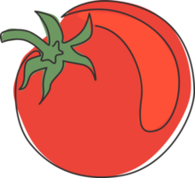 Eine einzige Linie, die ganze gesunde Bio-Tomaten für die Logo-Identität der Landwirtschaft zeichnet. frisches tropisches Gemüsekonzept für Gemüsegartenikone. moderne durchgehende Linie zeichnen Design-Grafik-Vektor-Illustration png