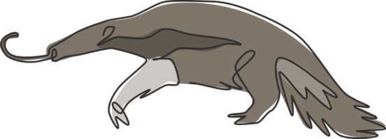 eine einzige Strichzeichnung eines großen Ameisenbären für die Logoidentität. Wurmzunge Tier Maskottchen Konzept für Nationalpark-Symbol. moderne durchgehende Linie zeichnen Design-Vektor-Illustrationsgrafik png