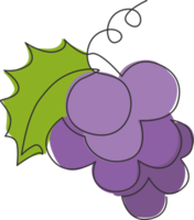 une seule ligne dessinant un raisin biologique sain pour l'identité du logo du vignoble. concept de fruitage tropical frais pour l'icône de jardin de verger de fruits. illustration vectorielle de ligne continue moderne dessin graphique png