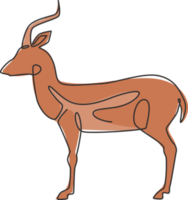 un seul dessin d'antilope de beauté pour l'identité du logo. concept de mascotte animal mammifère à cornes pour l'icône du parc national de conservation. ligne continue dessiner conception graphique d'illustration vectorielle png