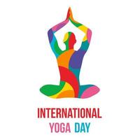 yoga. meditación. pranayama en hogar. internacional yoga día 21 junio vectpr ilustrar vector