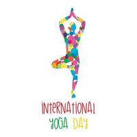 illustration of woman doing asana and meditation practice for International Yoga Day on 21st June vector