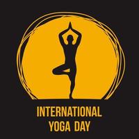 21 June international yoga day, woman in yoga body posture. Vector