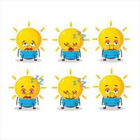 Cartoon character of lamp ideas with sleepy expression vector