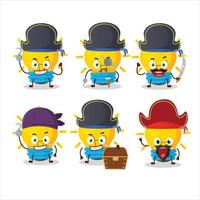 Cartoon character of lamp ideas with various pirates emoticons vector