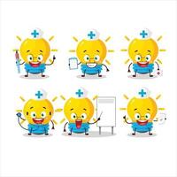 Doctor profession emoticon with lamp ideas cartoon character vector