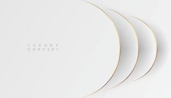 White Background with Golden Circle Lines, Luxury Elegant Concept. Abstract Transparent Gold Circles on White Grey Background. Vector Illustration