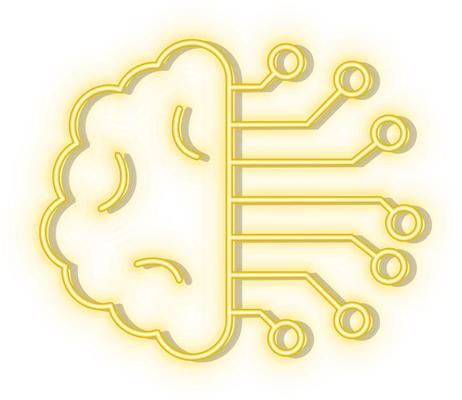 Retro style yellow neon vector icon robot, ufo yellow neon icon.