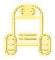 Retro style yellow neon vector icon terminator, robot yellow neon icon.