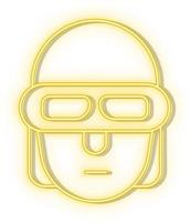 Retro style yellow neon vector icon reply, mobile, signal yellow neon icon.