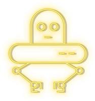 Retro style yellow neon vector icon robot, tech, car yellow neon icon.