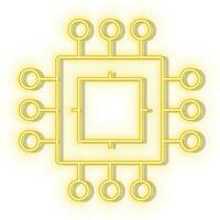 Retro style yellow neon vector icon drive, internal, intelligence, brain, chip yellow neon icon.
